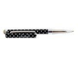Elegani 2-In-1 Dual Function Conductive Microfiber Fabric Capacitive Stylus Rollerball Ink Pen for iPad, Tablet, Smartphone - Retail Packaging -  Polkdot Black and White