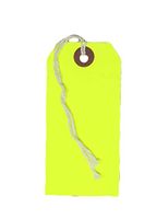 K-Kraft Gift Tags with String Options (#4 = 4.25 x 2.125 inches, PRE-Strung NEON Yellow)