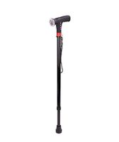 HANGERÂ Crutch LED Flash Light Folding Aluminum Alloy Walking Stick/Alarm/FM Radio-Re-Chargeable Foldable Crutch Black