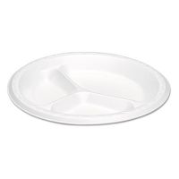 GNPLAM39 - Elite Laminated Foam Plates, 8.88 Inches, White, Round, 3 Compartments, 125/pack