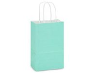 Aqua White Tint Gift Bags - Rose Aqua White Kraft Shopping Bags Mini Pk 5-1/2x3-1/4x8-3/8" (3 Packs; 25 Bags Per Pack) - Wraps-AQMRW