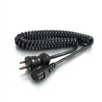 8ft 18 AWG Coiled Hospital Grade Power Cord (NEMA 5-15P to IEC320C13) - Black