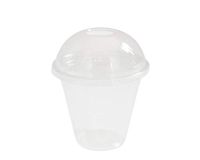 [200 SETS] Plastic Disposable Cups with Dome Lids - Premium 12 oz Crystal Clear PET Cold Drinks Iced Coffee Tea Juices Smoothies Slush Soda Cocktails Beer Kids Safe (12oz Cups + Open Hole Domed Lids)