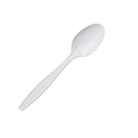 SafePro SSH, 6.5" White Heavyweight Plastic Soup Spoons, Plastic Disposable Catering Take Out Soup Spoons (100)