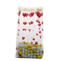 10 Ct Valentine Ribbon Hearts 4x2x9 Inch Medium Cello Cellophane Treat Food Snack Bags BEND-814