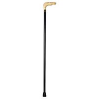 Walking Cane - Men's antique ivory horse head with bridal, constructed of high impact durable plastic with brass collar on black wood shaft, 36" long with rubber tip.