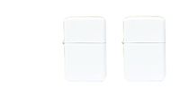 Thirsty Rhino Klik, Windproof Refillable Oil Wick Lighter with Vintage Flip Top and Aluminum Gift Case, Set of 2 (White)
