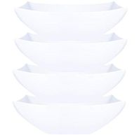 Plasticpro Disposable 128 ounce Square Serving Bowls, Party Snack or Salad Bowl, Extra Large Plastic Elegant White Pack of 4