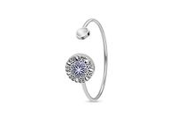 FlowerBurst and Cat Eye Diffuser Bracelet, 9 Diffuser Pads, 20mm Locket Size, Twisting Cuff Allows Easy (Silver and Cat Eye)