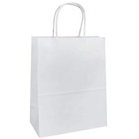8"x4.75"x10" - 100 Pcs White Kraft Paper Bags, Shopping, Merchandise, Party, Gift Bags, Flexicore Packaging