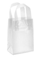 Frosted Plastic Shopper Gift Bags with Handle (5"x3"x7") (Clear, 25)