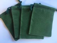 Mojo Bags ~ 4 Green Velvet Empty Bags for You to Fill ~ Velvet 3x4 inch~ Ravenz Roost