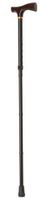 DMI Lightweight Aluminum Adjustable Folding Collapsible Walking Cane for Women, Wood Derby-Top Handle, Black