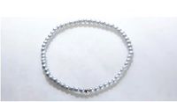 Thin Stretch White with Sterling Silver Ball Magnetic Stretch Anklet (9")