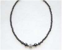 Silver Crystal Ball Magnetic Therapy Necklace 18"