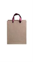 Medium Kraft Premium Folded Top Paper Bags with Maroon Ribbon Handles - Case of 100