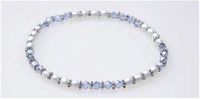 Blue Crystal and Silver Magnetic Therapy Stretch Anklet (Size Large - 10")