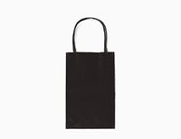 12CT SMALL BLACK BIODEGRADABLE, FOOD SAFE INK & PAPER, PREMIUM QUALITY PAPER (STURDY & THICKER), KRAFT BAG WITH COLORED STURDY HANDLE