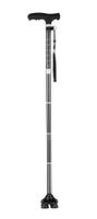 KORAMAN Compact Folding Walking Cane Collapsible Adjustable Lightweight Walking Stick with Carrying Bag Flashlight Black