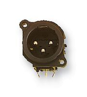 XLR Audio Connector, 3 Contacts, Plug, PCB Mount, Gold Plated Contacts, Plastic Body, A Series