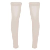 inlzdz Men's See Through Sheer Thigh High Full Leg Sleeve Footless Knee Brace Socks Stockings Nude One Size