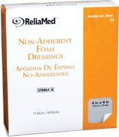 RELIAMED 4X4 FOAM DRESSING W/FILM BACKING,10/BOX