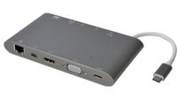 USB-C Multiport Hub, Dock - HDMI, Mini DisplayPort, VGA, USB-C, USB 3.0, Gigabit Ethernet, Stereo, SD Card, Micro DS Card, USB-C Pass-Thru Charging Power Delivery for MacBook, Chromebook