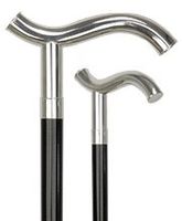 Sterling Silver Fritz Handle Walking Cane with Black Beechwood Shaft and Collar