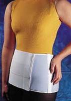 Abdominal Support - 9" segmented elastic with 3/8" thick foam padded velvet loop. Anti-roll stays on back. Hook & loop closure