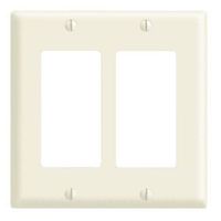 Leviton 80609-W 2-Decora/Gfci Midway Size Wall Plate, 2 Gang, 4.88 In L X 4.94 In W 0.255 In T, Smooth, White