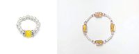 Cats Eye Pink and White Magnetic Stretch Ring and Bracelet Set (Small)