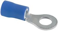 NTE Electronics 76-IRT16-3/8L PVC Insulated Ring Terminal, Tin Plated Plating, Copper Terminal, 16-14 AWG Wire Gauge, 1.029" Length, 0.535" Width, 3/8 Stud Size (Pack of 50)