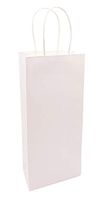 Wine Bags, White Paper Bags, for Wine Spirits 5.25" x 3.25" x 13" Gift Bags, White Kraft Bags (50)