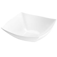 128 Oz Square Fancy White Plastic Bowls/Case of 25
