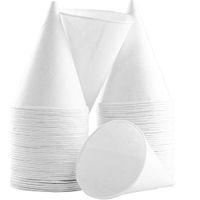 Eco-Friendly Small White Paper Cone Cups 100Pk. Wax Free Dispenser Cups for Shaved Ice, Office Water Coolers, Sports Teams or Fundraisers. Disposable Craft Funnels for Oil or Protein Powder Drinks