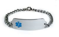 EPI Pen Medical ID Alert Bracelet with Embossed Emblem from Stainless Steel. Style: Classic Wide, Premium Series.