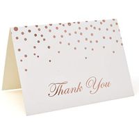 Metallic Rose Gold Foil Dots Thank You Cards with Envelopes, Set of 48 Printable Blank Confetti Card for Wedding Holiday Teacher Appreciation Bridal & Baby Shower Engagement Graduation Birthday Party