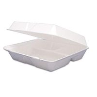 Dart 85HT3R Foam Container, Hinged Lid, 3-Comp, 8 3/8 X 7 7/8 X 3 1/4, 200/carton