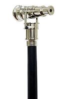 Vintage Look Brass Handle Victorian Telescope Head Foldable Wooden Walking Stick Cane (Detachable)