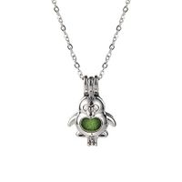 Womens Silver Plated 3D Penguin Bird Pearl Beads Cage Locket Pendant Necklace Prom Beautiful Stylish Simple Lovely Comfortable Accessory Comfy Amulet