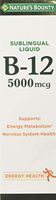 Nature's Bounty B-12 5000 mcg Sublingual Liquid Energy Health 2 oz (Pack of 2)
