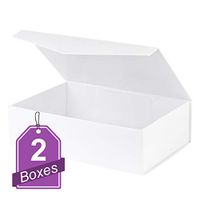 White Hard Gift Box with Magnetic Closure Lid 10.5" X 7" 3" Gift Boxes with White Glossy Finish (2)