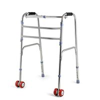 Folding Walker with Wheels- Lightweight Medical Walking Frame with Comfort Grip,Non-Slip Grip Height Adjustable,Heavy Duty Mobility Aid Walking Frame for Elderly/Seniors