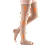 Thigh High Compression Stockings 20-30mmHg for Women and Men, Graduated Compression Stockings, Opaque Absolute Support Compression Hose, Open Toe (Beige, XXL)