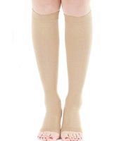 HugeStore Elastic Toeless Compression Socks Support Open Toe Knee High Stockings Leg Support Leggings Nude