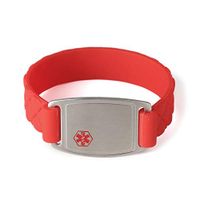 BAIYI Medical Alert ID Bracelets Red Silicone Band with Stainless Steel Tag Free Engraving for Kids