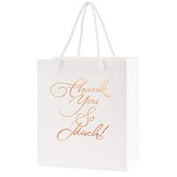 Crisky Rose Gold Thank You Gift Bags, Birthday & Wedding Party Bags for Hotel Guests, Baby Shower Party Favor Bags, Candy Buffet Bags, Set of 25
