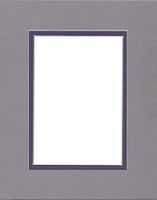 20x24 Double Acid Free White Core Picture Mats Cut for 16x20 Pictures in Ocean Grey and Purple