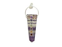 Jet Energized Purple Flourite Flat Chakra Pendant with Ring Students Healing Chakra Balancing Free Booklet Crystal Therapy Image is just a Reference.