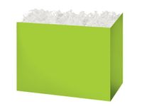 Large Solid Color Gift Basket Box with White Crinkle Paper Shred 10-1/4"x6"x7-1/2" Choose Box Color (Lime Green)
